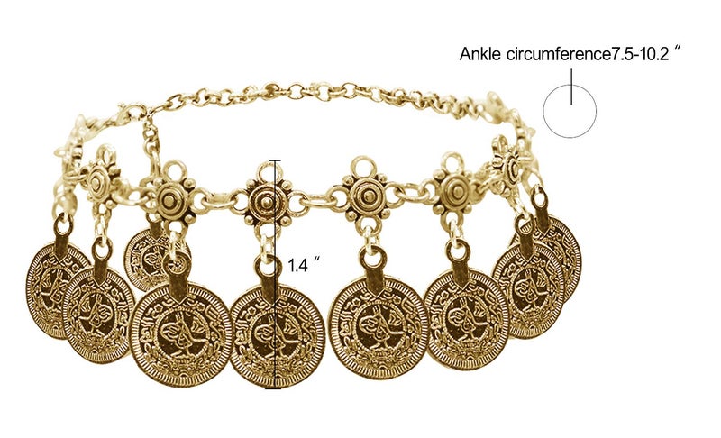 Bienvenu Vintage Coin Ankle Bracelet Tassel Gypsy Festival Beach Bohemian Anklet, Silver - Image 4